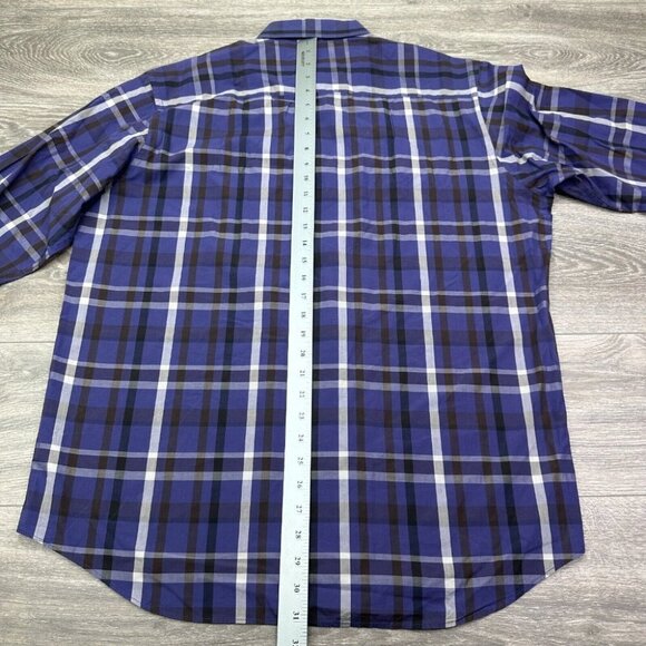 Bugatchi Dress Shirt Men's Large Blue Purple Plaid Geometric Flip Cuff Button Up - Picture 13 of 16